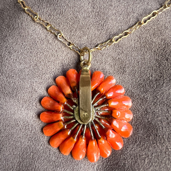 Antique Coral Flower Necklace sold by Doyle and Doyle an antique and vintage jewelry boutique