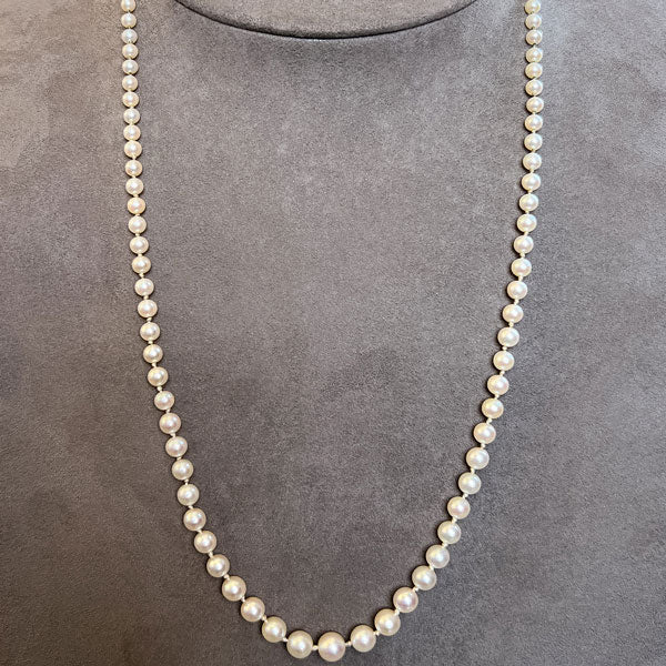 Single Strand Pearl Necklace sold by Doyle and Doyle an antique and vintage jewelry boutique