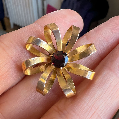Vintage Garnet Pin sold by Doyle and Doyle an antique and vintage jewelry boutique