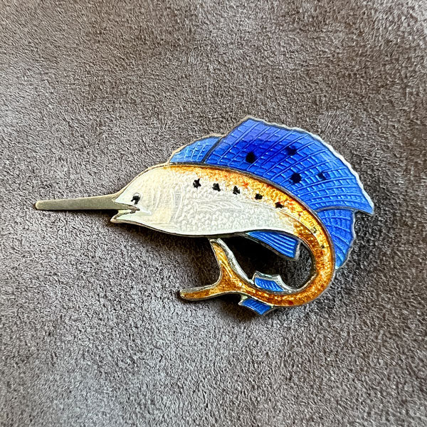 Enamel Swordfish sold by Doyle and Doyle an antique and vintage jewelry boutique