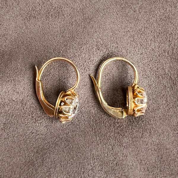 Antique Drop Earrings, Old Euro 1.80ctw. sold by Doyle and Doyle an antique and vintage jewelry boutique