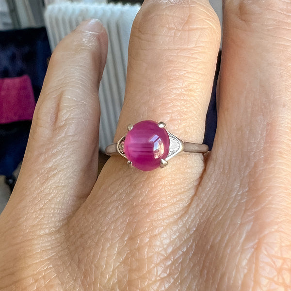 Vintage Star Ruby & Diamond Ring sold by Doyle and Doyle an antique and vintage jewelry boutique