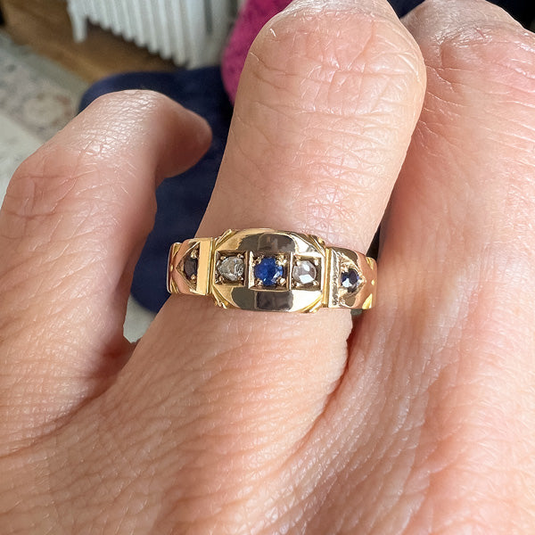 Victorian Sapphire & Rose Cut Ring sold by Doyle and Doyle an antique and vintage jewelry boutique