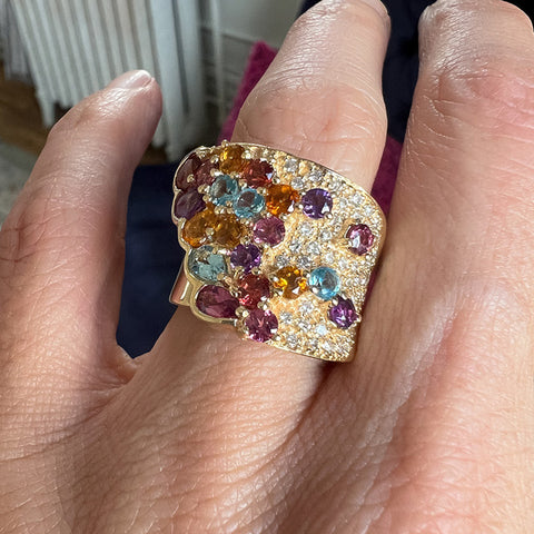 Vintage Colored Stone Ring sold by Doyle and Doyle an antique and vintage jewelry boutique