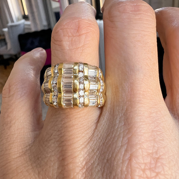 Vintage Wide Diamond Band Ring sold by Doyle and Doyle an antique and vintage jewelry boutique