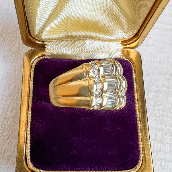 Vintage Wide Diamond Band Ring sold by Doyle and Doyle an antique and vintage jewelry boutique