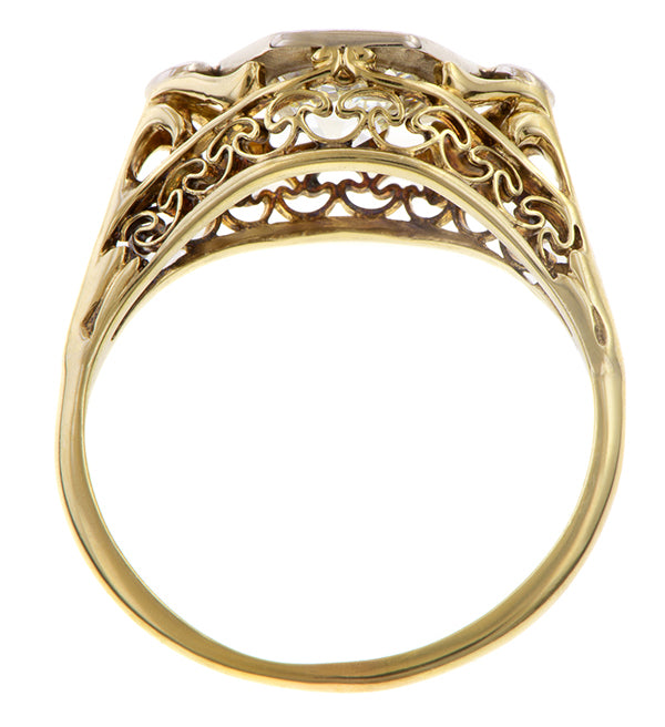 Vintage Filigree Diamond Engagement Ring, Old Euro 0.89ct. sold by Doyle and Doyle an antique and vintage jewelry boutique