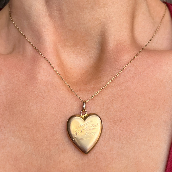 Edwardian Heart Locket Pendant sold by Doyle and Doyle an antique and vintage jewelry boutique