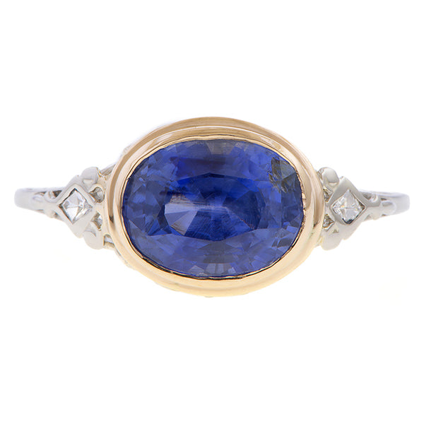 Vintage Oval Sapphire Filigree Ring, from Doyle & Doyle antique and vintage jewelry boutique