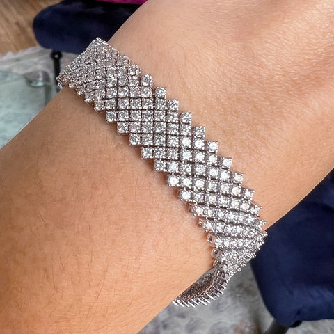 Vintage Diamond Mesh Bracelet sold by Doyle and Doyle an antique and vintage jewelry boutique