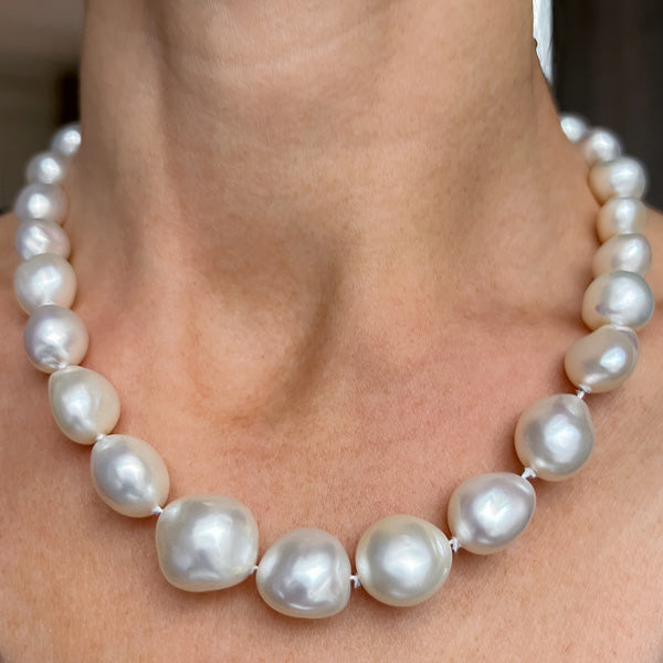 Vintage Baroque Pearl Necklace sold by Doyle and Doyle an antique and vintage jewelry boutique