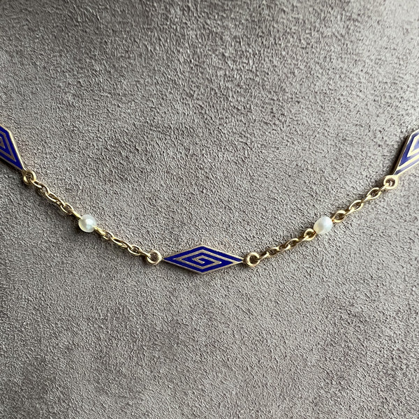 Art Deco Enamel Chain Necklace/ Bracelet sold by Doyle and Doyle an antique and vintage jewelry boutique