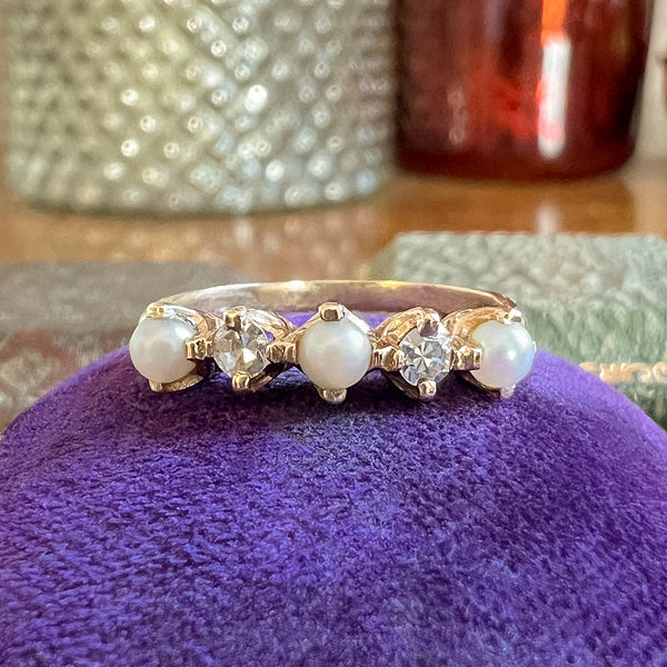 Antique Pearl & Diamond Ring sold by Doyle and Doyle an antique and vintage jewelry boutique