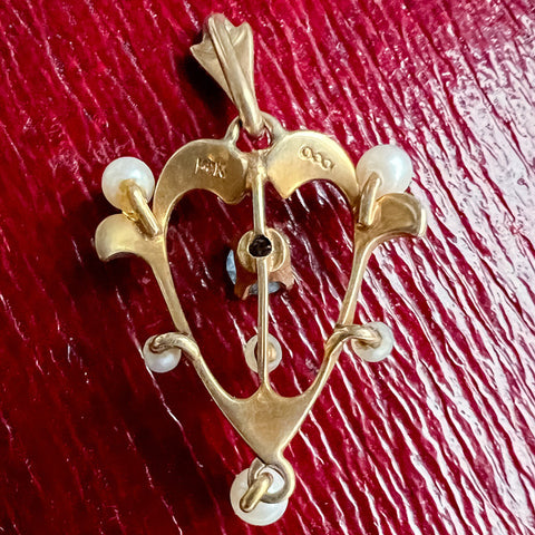 Antique Sapphire and Pearl Lavaliere Pendant, from Doyle & Doyle antique and vintage jewelry boutique