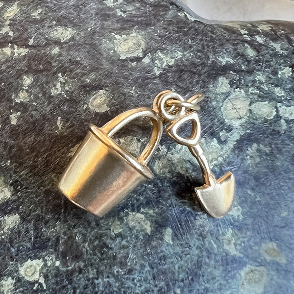 Vintage Pail & Shovel Charm Pendant sold by Doyle and Doyle an antique and vintage jewelry boutique