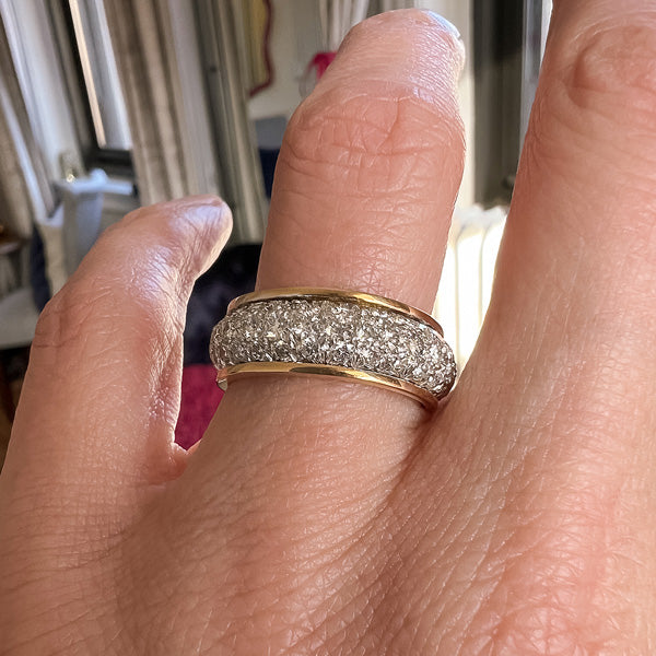 Vintage Pave Set Wedding Band sold by Doyle and Doyle an antique and vintage jewelry boutique