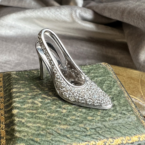 Vintage Diamond Shoe Charm sold by Doyle and Doyle an antique and vintage jewelry boutique