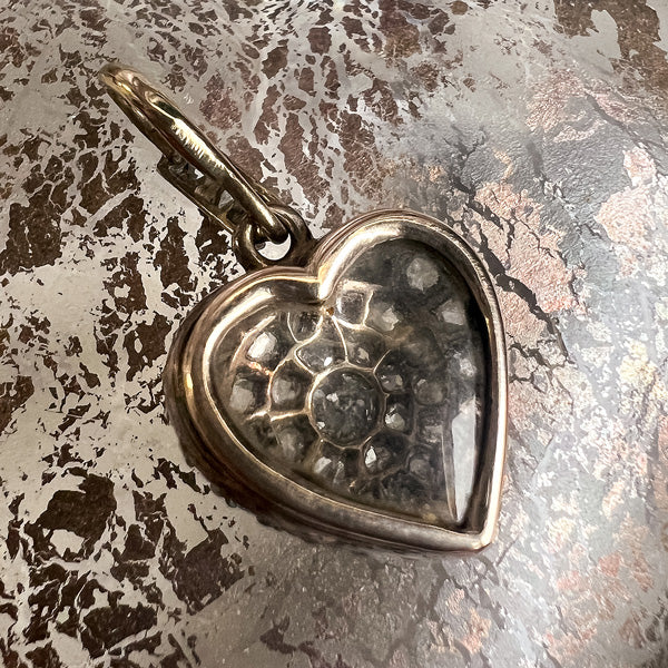 Antique Diamond Heart Pendant sold by Doyle and Doyle an antique and vintage jewelry boutique