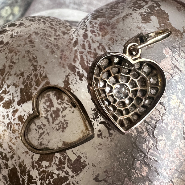 Antique Diamond Heart Pendant sold by Doyle and Doyle an antique and vintage jewelry boutique