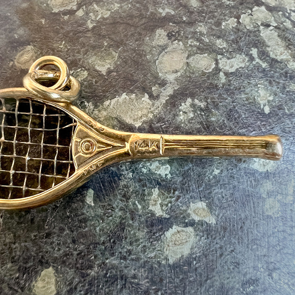 Vintage Tennis Racket Charm sold by Doyle and Doyle an antique and vintage jewelry boutique