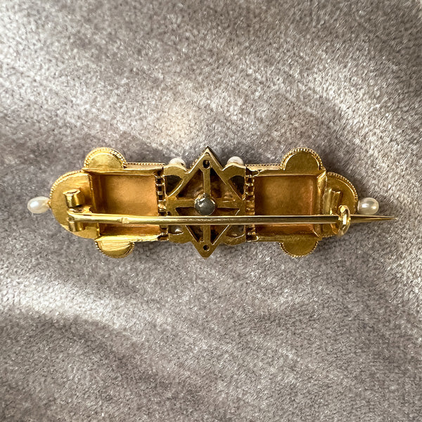 Etruscan Revival Pin sold by Doyle and Doyle an antique and vintage jewelry boutique