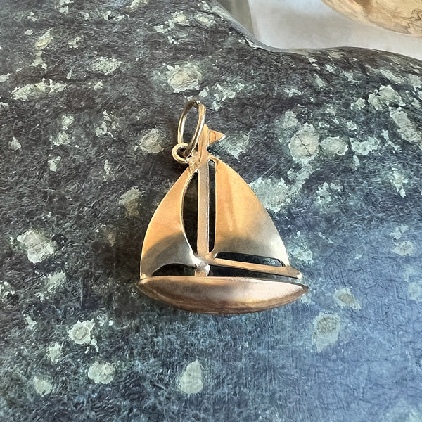 Vintage Sailboat Pendant sold by Doyle and Doyle an antique and vintage jewelry boutique