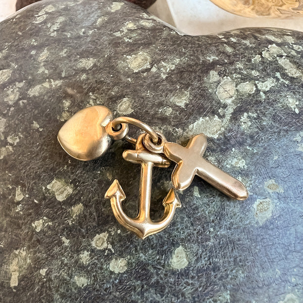 Vintage Hope, Faith & Charity Charm sold by Doyle and Doyle an antique and vintage jewelry boutique