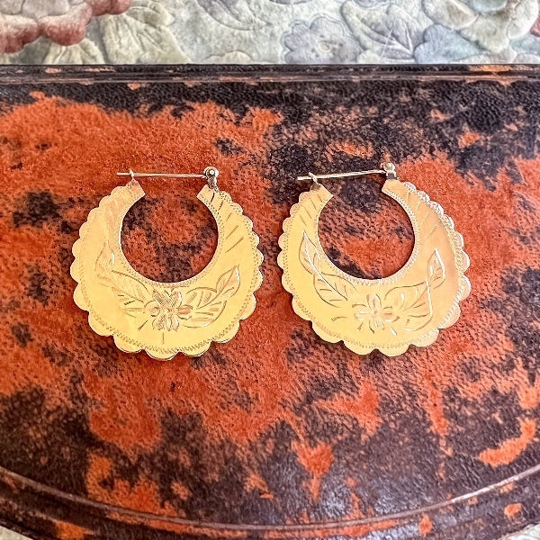 Antique Engraved Hoop Earrings, sold by Doyle & Doyle antique and vintage jewelry boutique