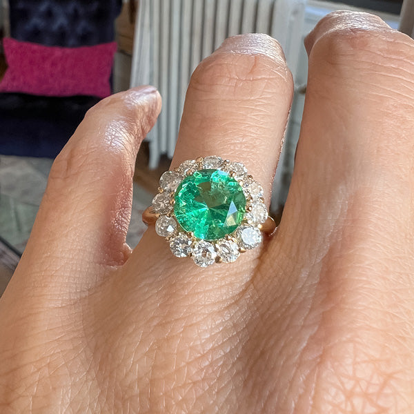 Emerald & Diamond Ring sold by Doyle and Doyle an antique and vintage jewelry boutique