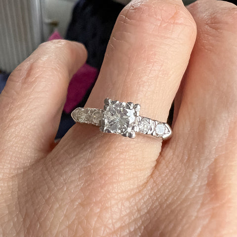 Art Deco Engagement Ring, RBC 0.40ct. sold by Doyle and Doyle an antique and vintage jewelry boutique