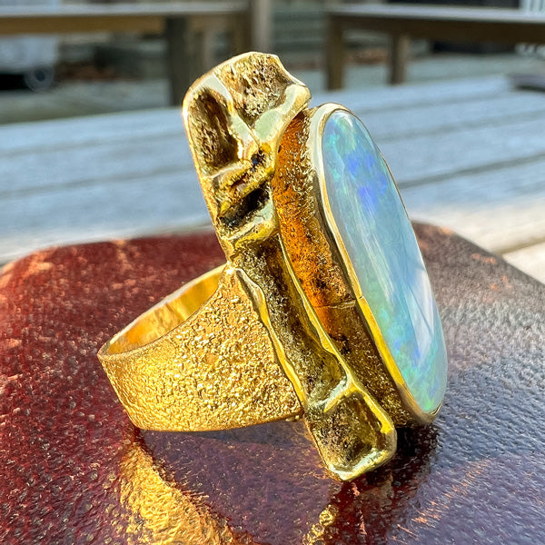Vintage Handmade Opal Ring sold by Doyle and Doyle an antique and vintage jewelry boutique