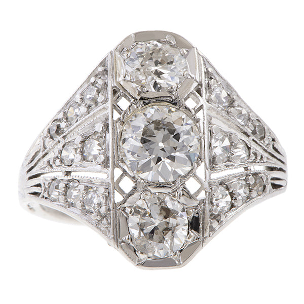 Art Deco Diamond Dinner Ring sold by Doyle and Doyle an antique and vintage jewelry boutique