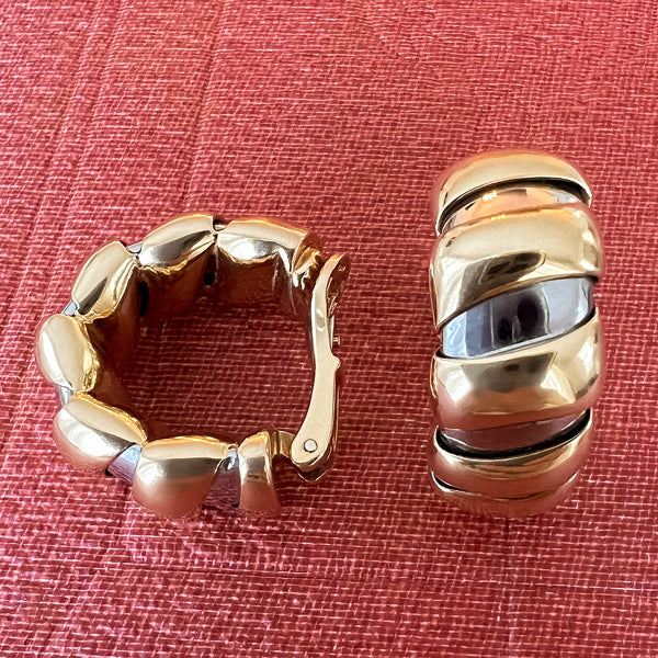 Vintage Two Toned Bulgari Hoop Earrings sold by Doyle and Doyle an antique and vintage jewelry boutique