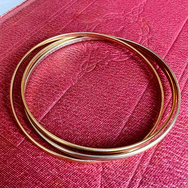 Vintage Trinity Tri-Gold Bracelet sold by Doyle and Doyle an antique and vintage jewelry boutique
