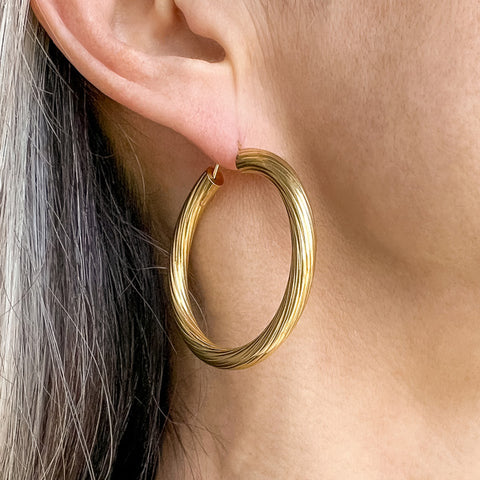 Vintage Twisted Gold Hoop Earrings, from Doyle & Doyle antique and vintage jewelry boutique