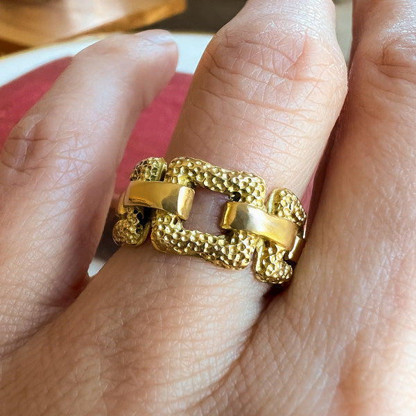 Large Chain Rings Vintage Wide Chain Link Ring, Size 6.75