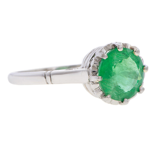 Estate Emerald Solitaire Ring, 2.13ct. sold by Doyle and Doyle an antique and vintage jewelry boutique
