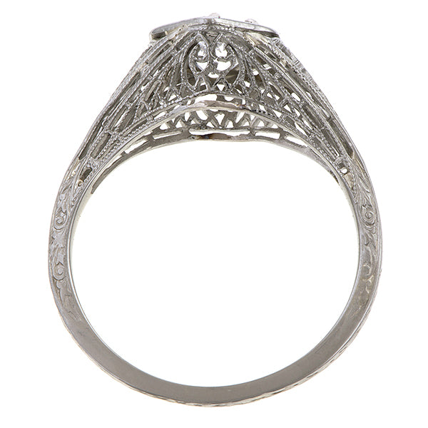 Vintage Filigree Engagement Ring, Old Mine 0.70ct. sold by Doyle and Doyle an antique and vintage jewelry boutique