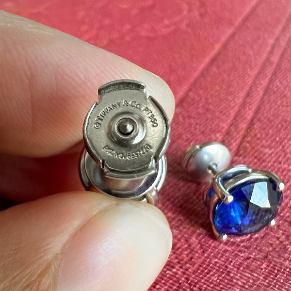 Estate Tiffany & Co. Blue Sapphire Stud Earrings, from Doyle & Doyle antique and vintage jewelry boutique