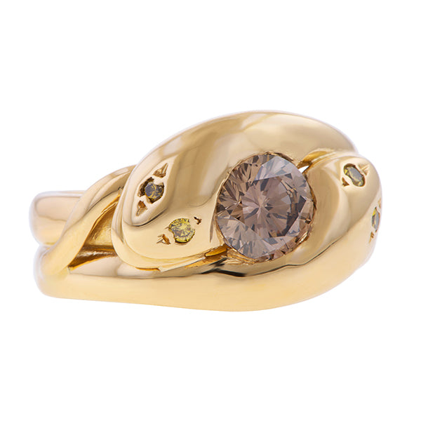 Antique Brown Diamond Snake Ring sold by Doyle and Doyle an antique and vintage jewelry boutique