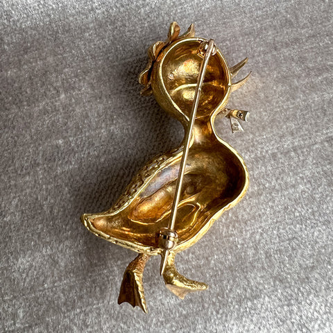 Vintage Diamond Duck Pin sold by Doyle and Doyle an antique and vintage jewelry boutique