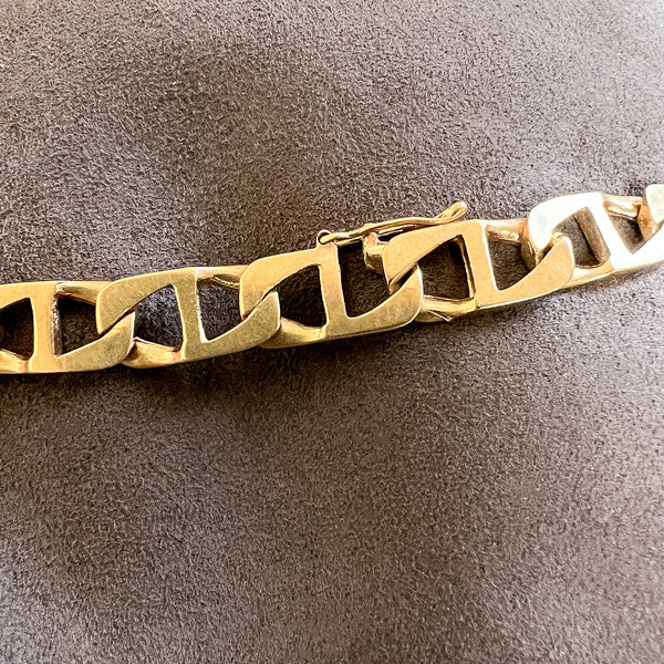 Vintage Flat Mariner Link Chain Bracelet sold by Doyle and Doyle an antique and vintage jewelry boutique