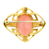 Coral & Green Guilloche Enamel* Pin::Doyle & Doyle