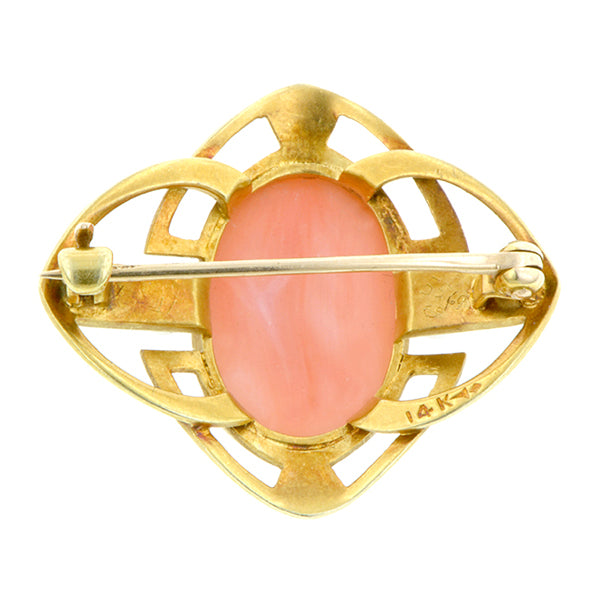 Coral & Green Guilloche Enamel* Pin::Doyle & Doyle