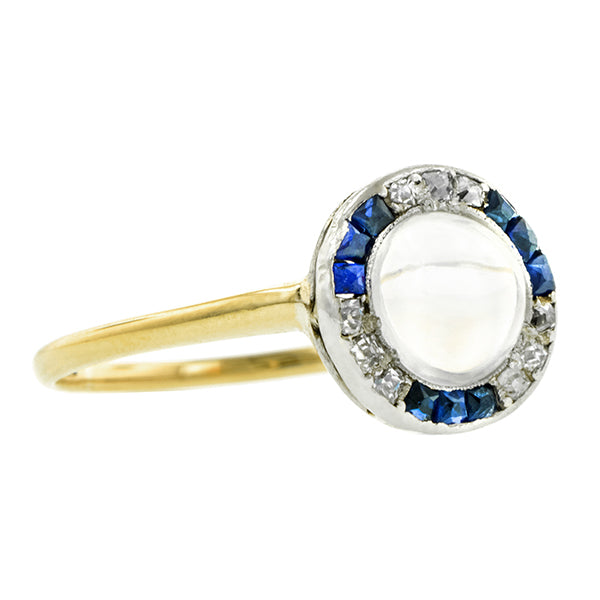 Edwardian Moonstone, Sapphire & Diamond Ring