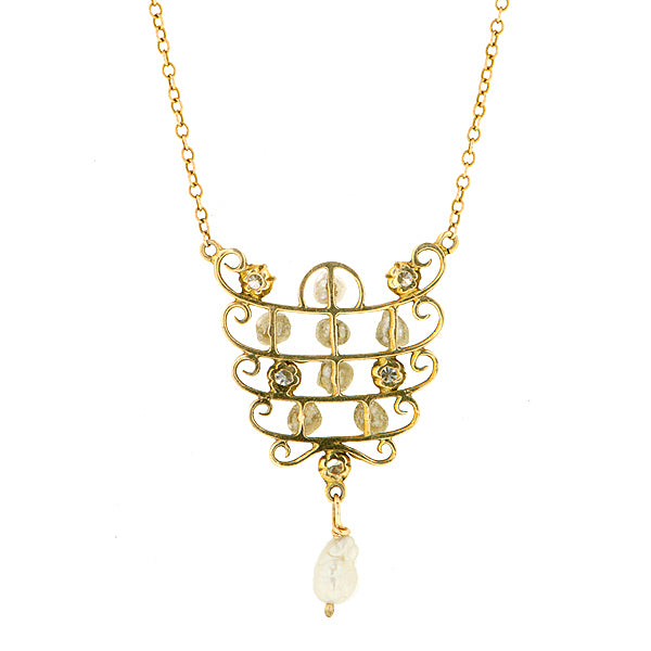Vintage Diamond & Pearl Necklace::Doyle & Doyle