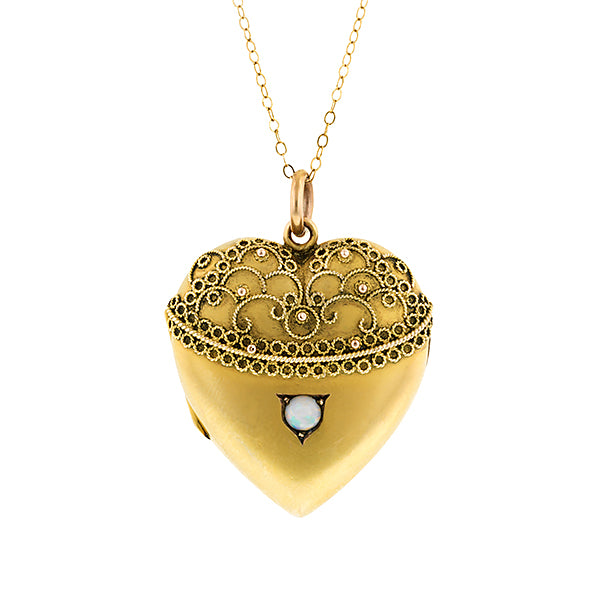 Antique Opal Heart Locket:: Doyle & Doyle