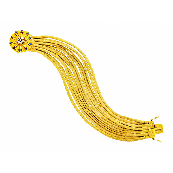 Retro Spaghetti Link Sapphire & Diamond Bracelet