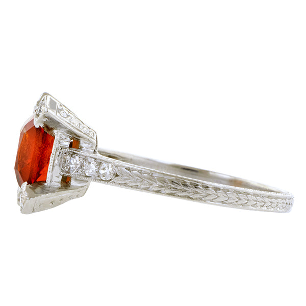 Vintage Hessonite Garnet & Diamond Ring::Doyle & Doyle