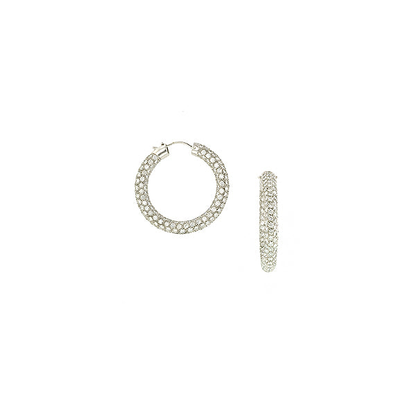 Pavé Diamond Hoop Earrings, from Doyle & Doyle antique and vintage jewelry boutique